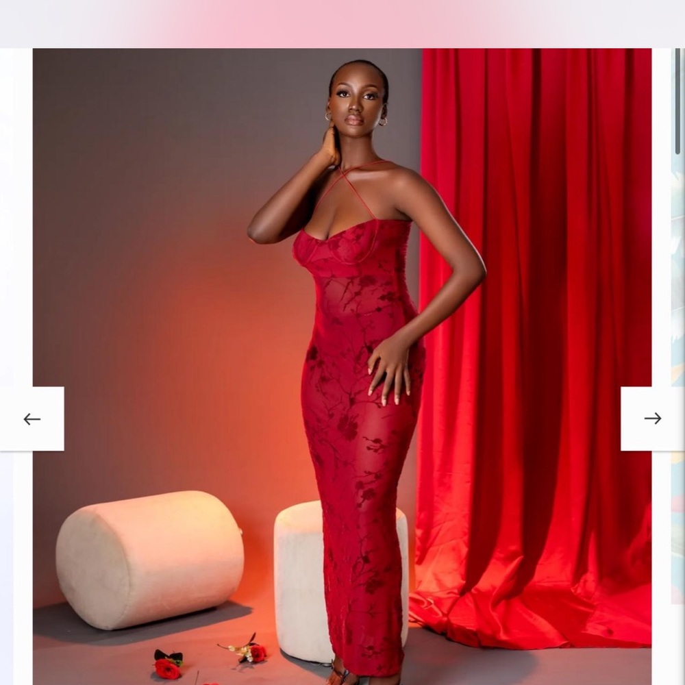 Elegant Red Floral Gown